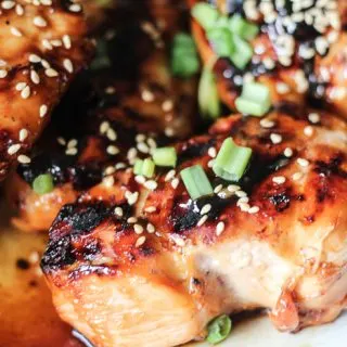 Grilled Teriyaki Chicken topped with green onions and sesame seeds