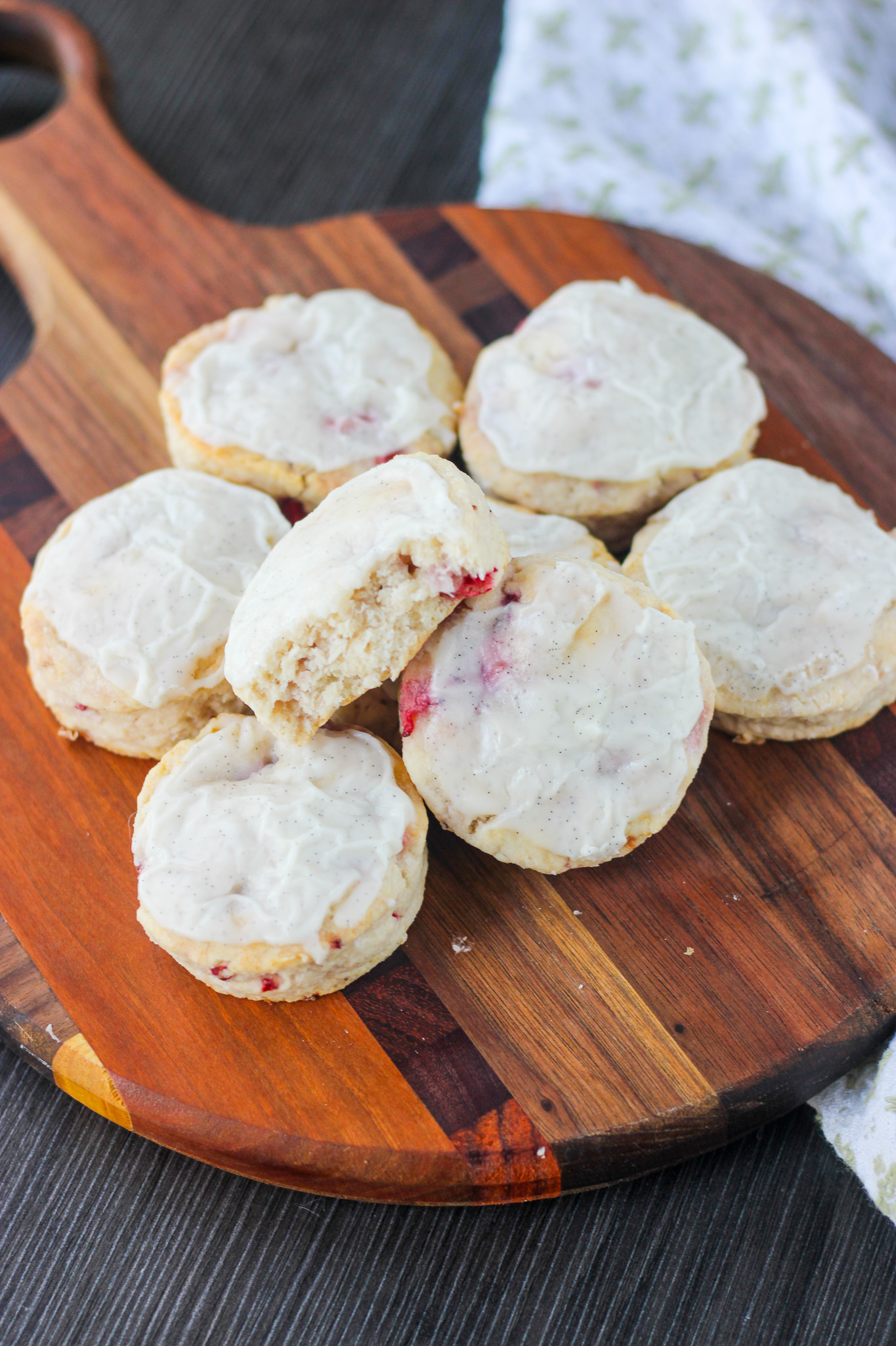 Mini Strawberry Scones with Vanilla Bean Glaze