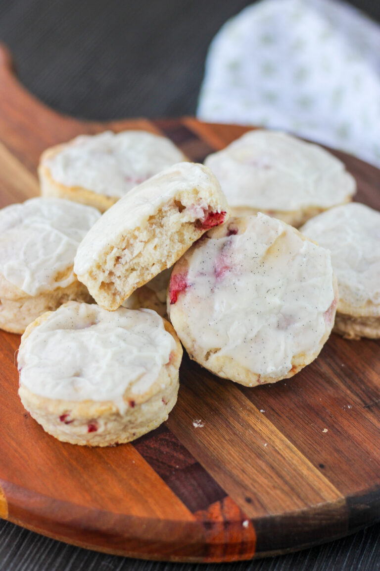 Mini Strawberry Scones with Vanilla Bean Glaze
