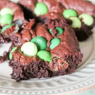 Mint M&M Brownies — the perfect St. Patrick’s Day Treat — especially if you use my homemade brownie recipe