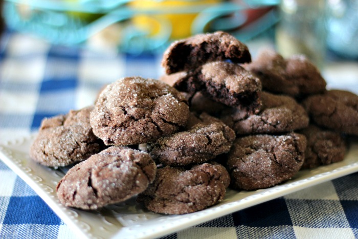 Chocolate sugar cookies with a sugar coating