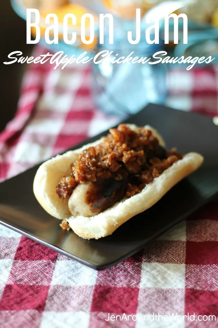 Bacon Jam over Sweet Apple Chicken Sausages