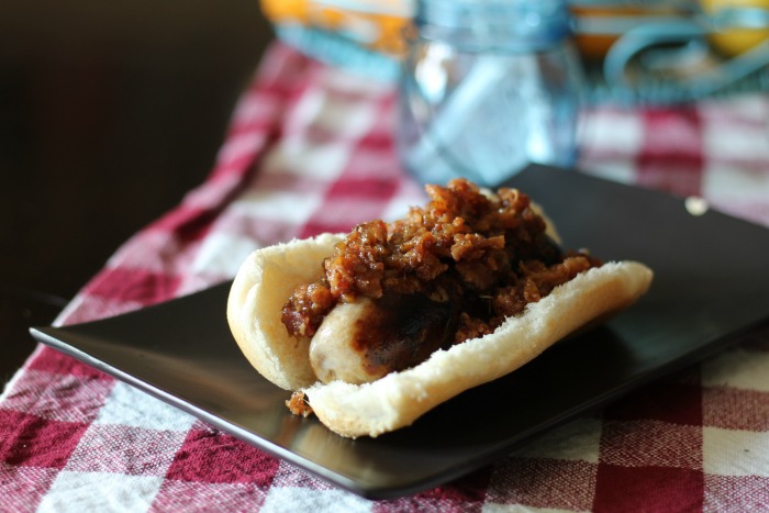 Bacon Jam over Sweet Apple Chicken Sausages