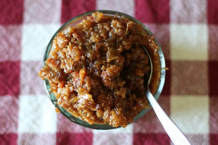 Bacon Jam over Sweet Apple Chicken Sausages