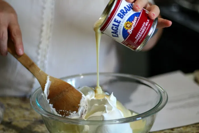 My frozen lemonade pie is the perfect summer dessert featuring my favorite brand -- Eagle Brand Sweetened Condensed Milk