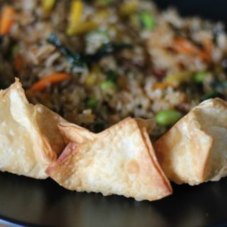 Sweet Cream Cheese Wontons With Bibimbap Beef Fried Rice