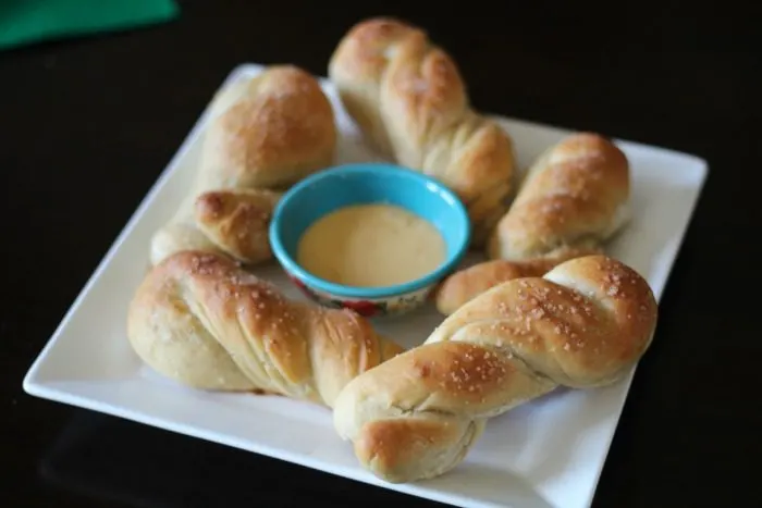 Soft Baked Pretzel Twists with Beer Cheese Dip