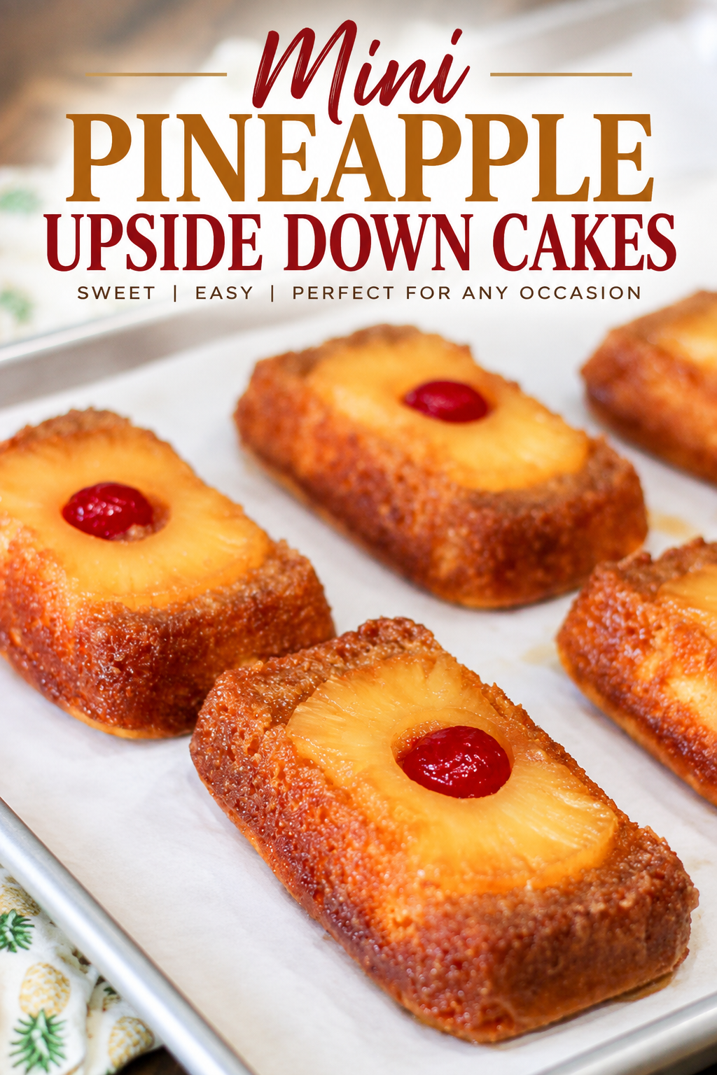 mini pineapple upside down cakes
