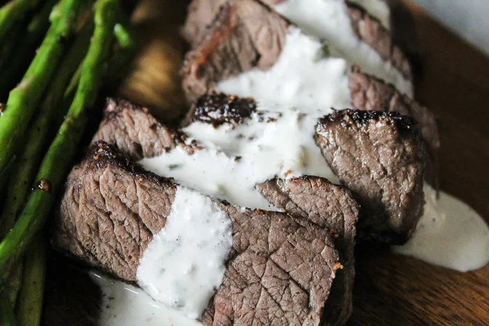 Pepper Steak with Horseradish Cream Sauce