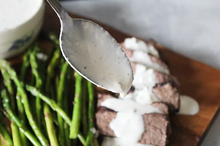 Pepper Steak with Horseradish Cream Sauce