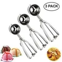 Cookie Scoop Set,JSDOIN Ice Cream Scoop Set, 3 PCS Stainless Steel Ice Cream Scoop Trigger Include small size（1.58 inch）, medium size (1.97 inch),large size (2.37 inch), Melon Scoop (cookie scoop)