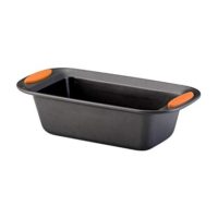 Rachael Ray Yum-o! Nonstick Bakeware 9-Inch by 5-Inch Oven Lovin' Loaf Pan, Gray with Orange Handles