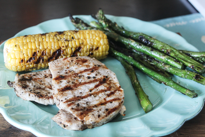 Grilled Pork Chops with Garlic Herb Butter