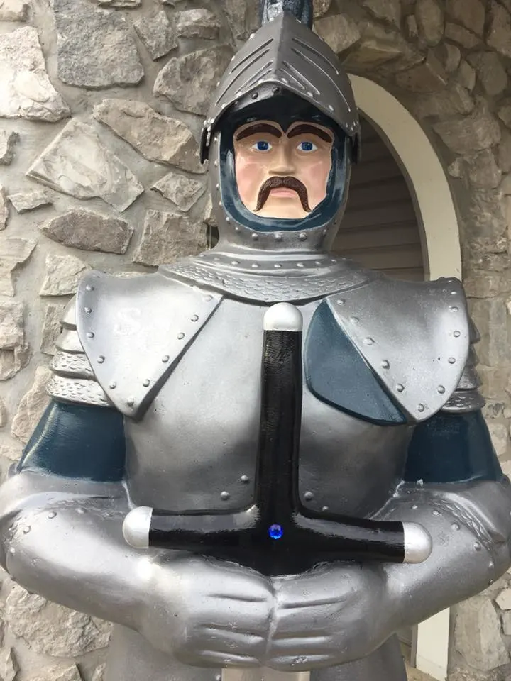 knight outside of the stone castle hotel