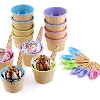 Greenco Vibrant Colors Ice Cream Dessert Bowls and Spoons (Set of 12)