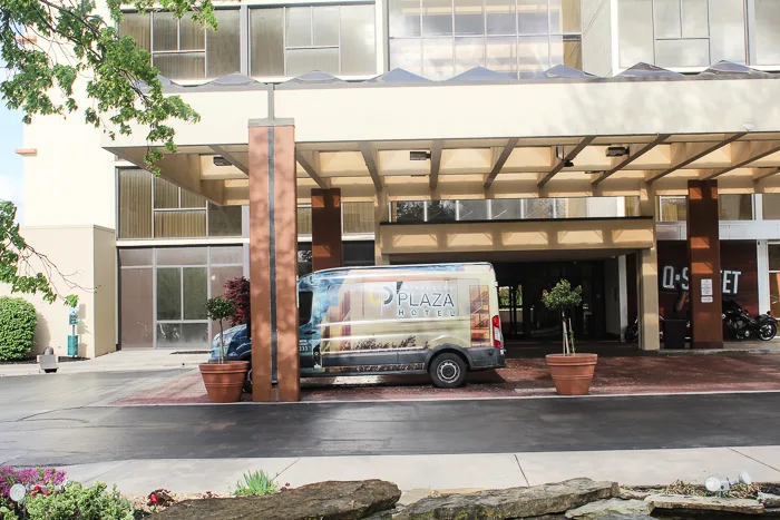 shuttle van for university plaza hotel