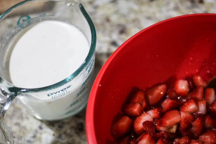 strawberries and cream  before being mixed together