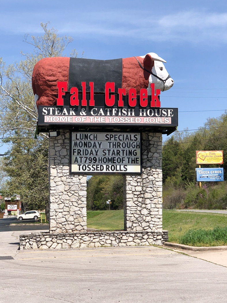 fall creek steakhouse sign