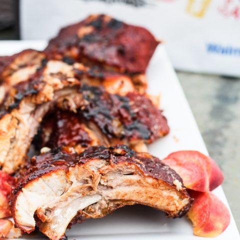 Grilled Ribs with Spicy Peach Glaze