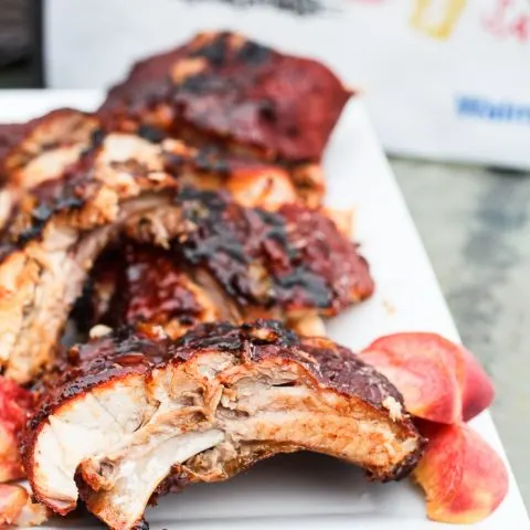 Grilled Ribs with Spicy Peach Glaze