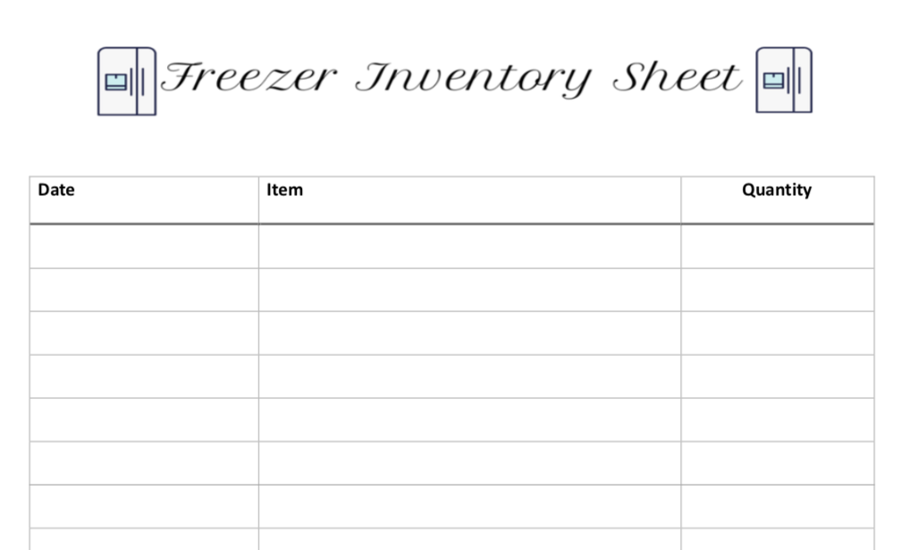 Free Printable Freezer Inventory Sheet - Jen Around the World