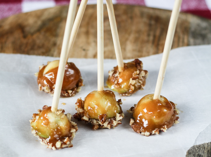 colored caramel apples