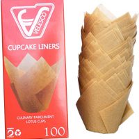 Baking Paper Cups Cupcake Muffin Liners Wrappers, Tulip shaped, unbleached and chemical free by Velesco