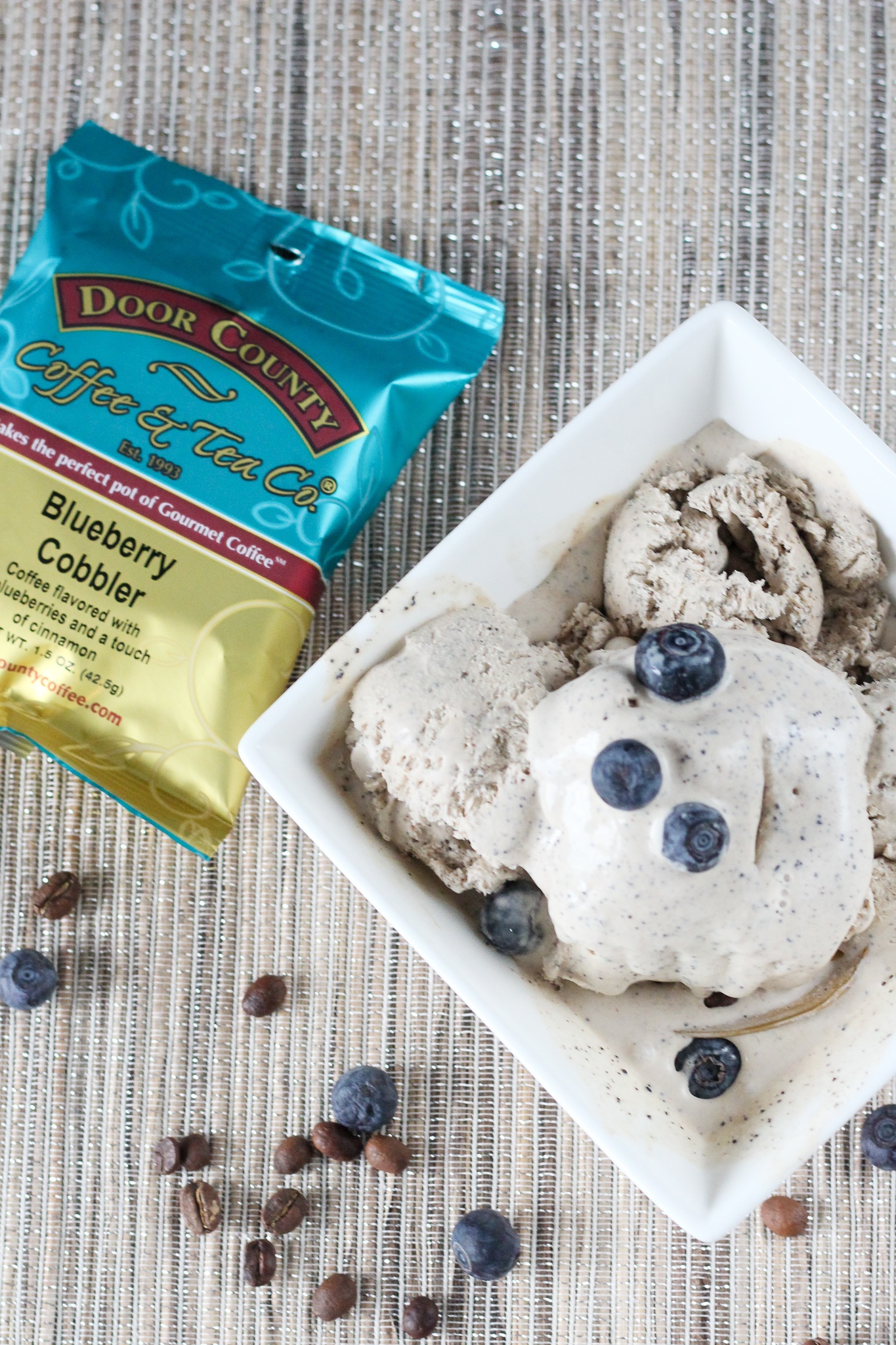 door County Coffee  Blueberry Flavored No-Churn Coffee Ice Cream