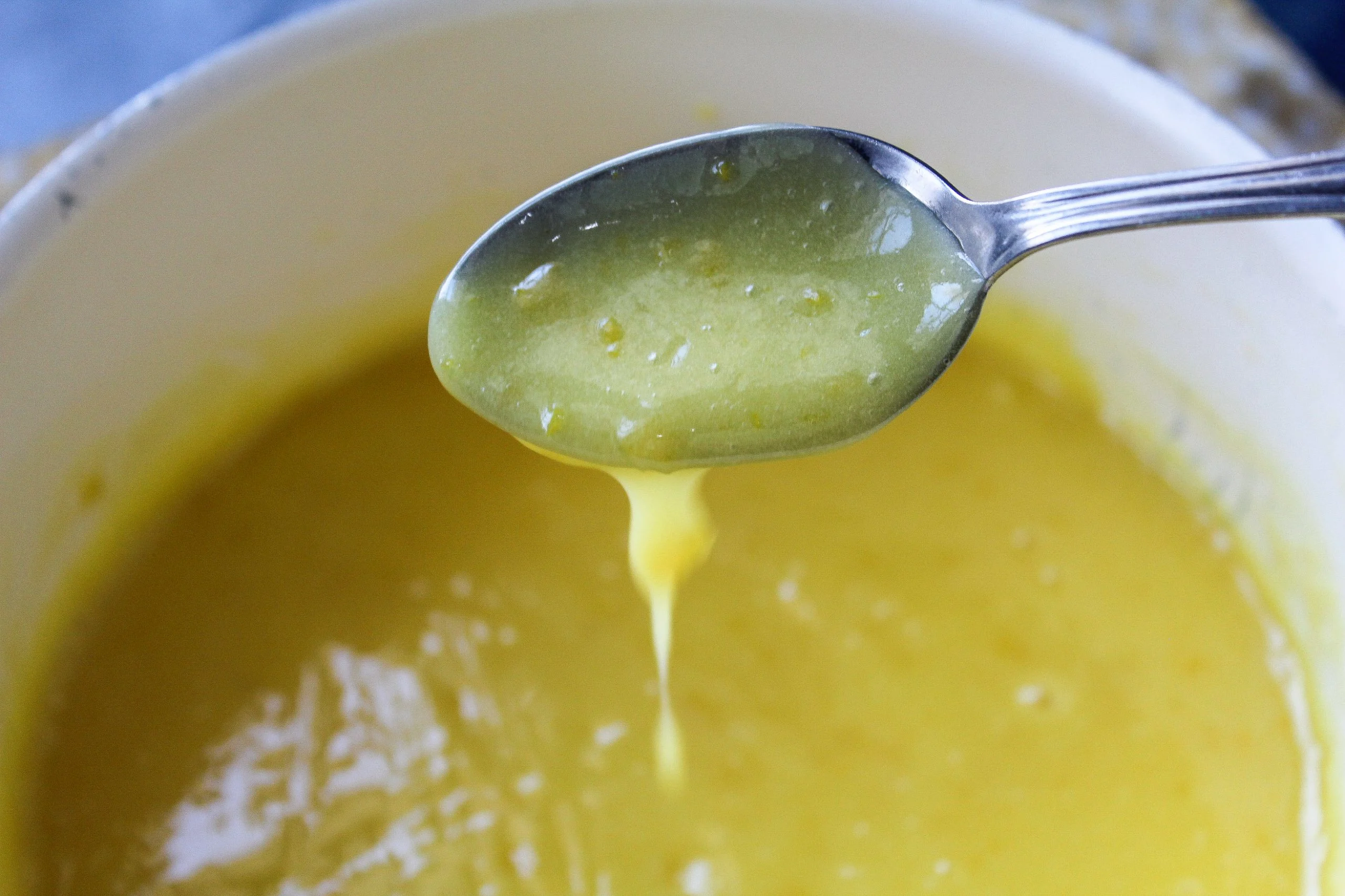 Lemon curd in the pan