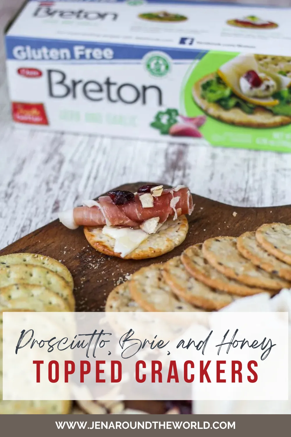 Prosciutto, Brie, and Honey Topped Crackers