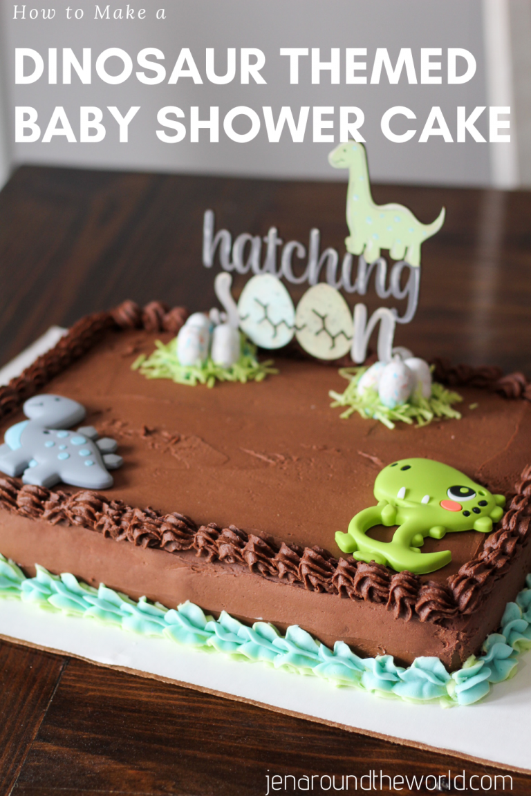 dinosaur themed baby shower cake