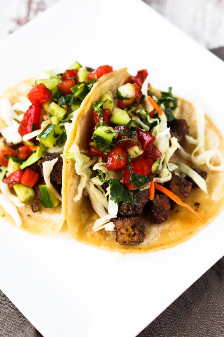 Crispy Garlic and Herb Tofu Tacos