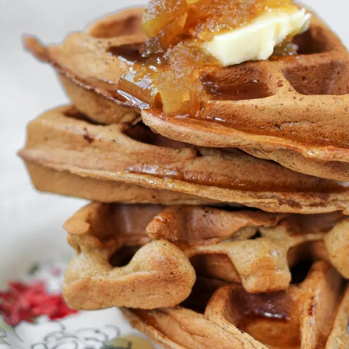 Apple Cider Waffles with Caramel Apple Syrup