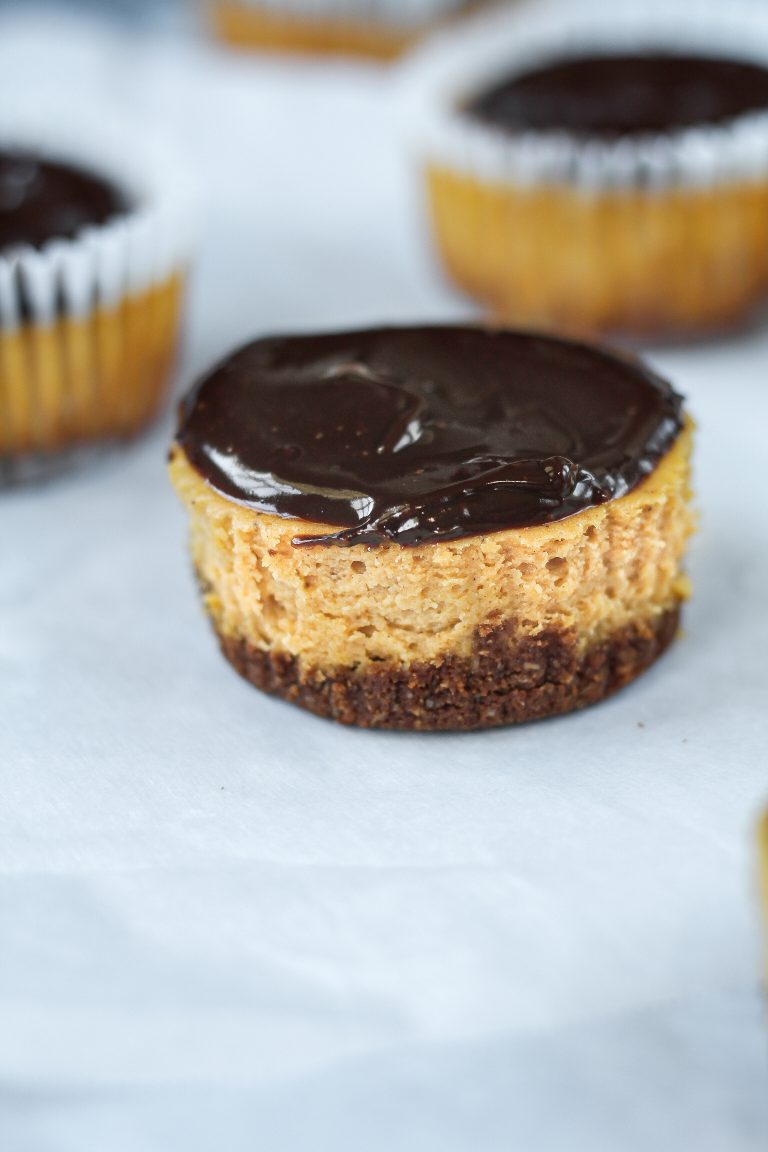 Chocolate Pumpkin Mini Cheesecakes