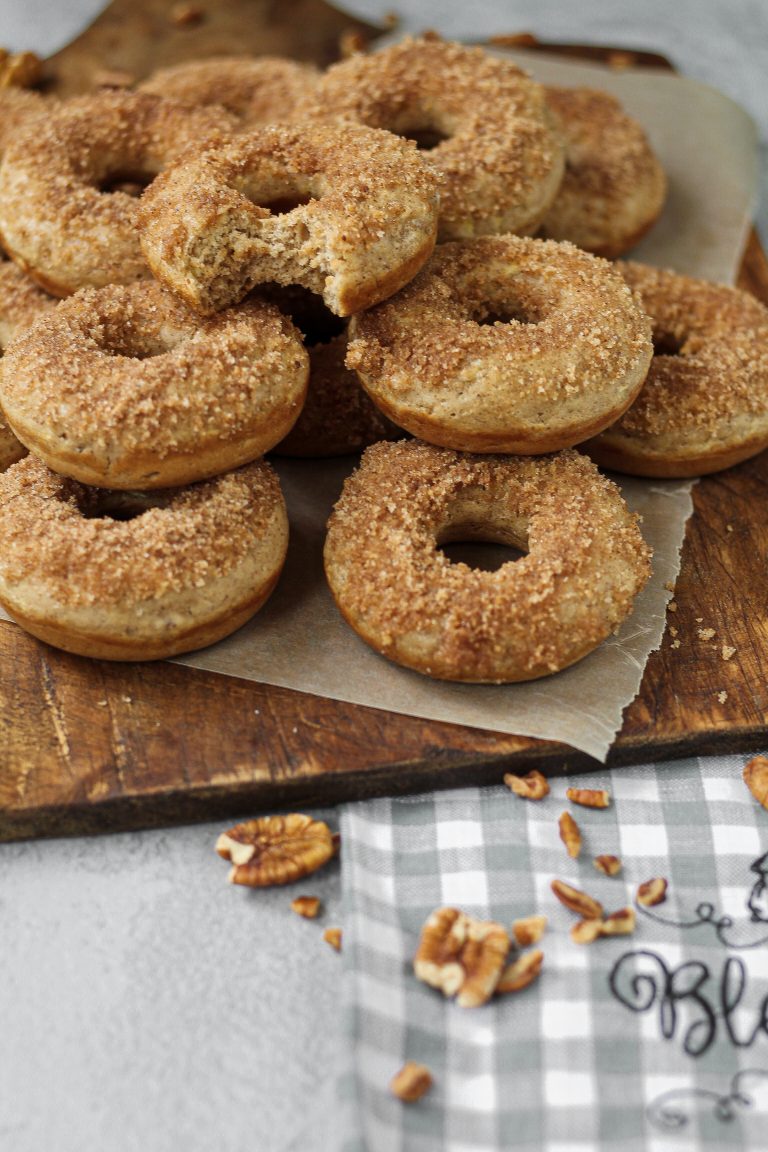 Pecan Cinnamon Sugar Baked Apple Donuts