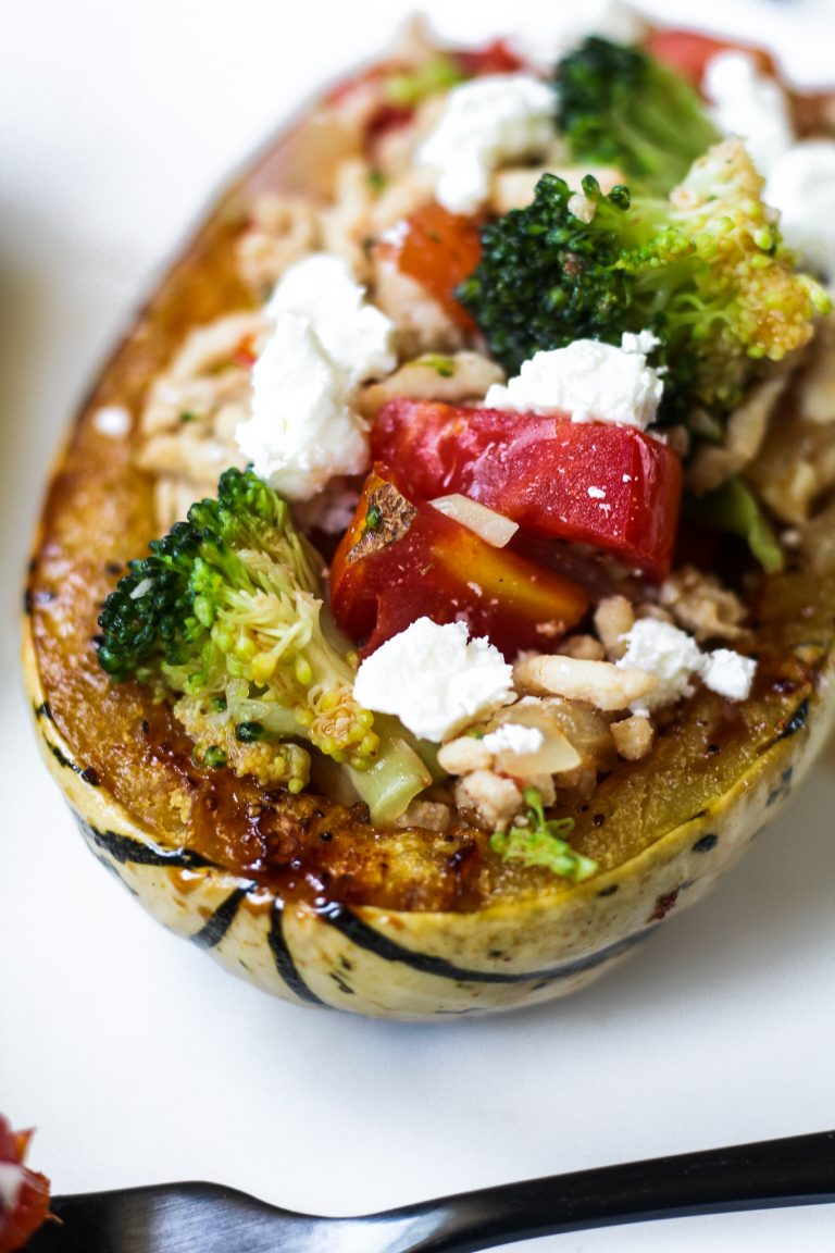 Ground Chicken Stuffed Delicata Squash