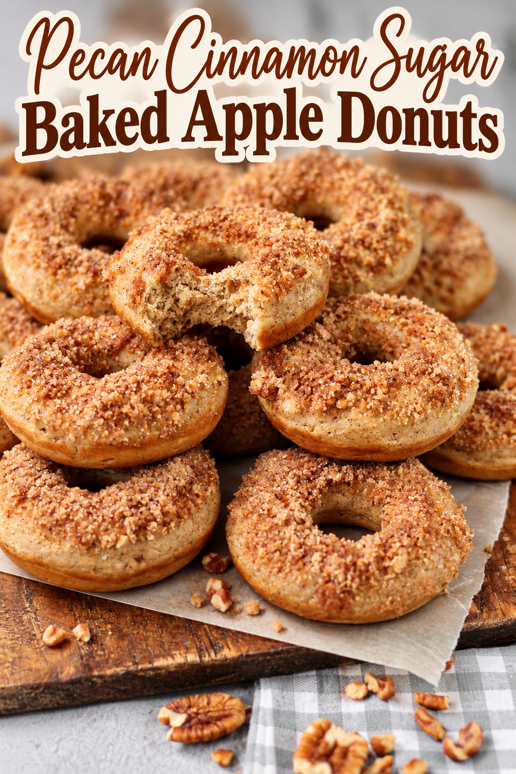 Pecan Cinnamon Sugar Baked Apple Donuts