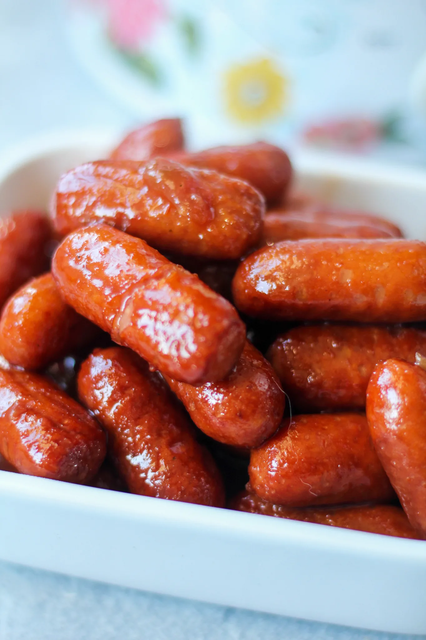 Barbecued honey and soy sausages