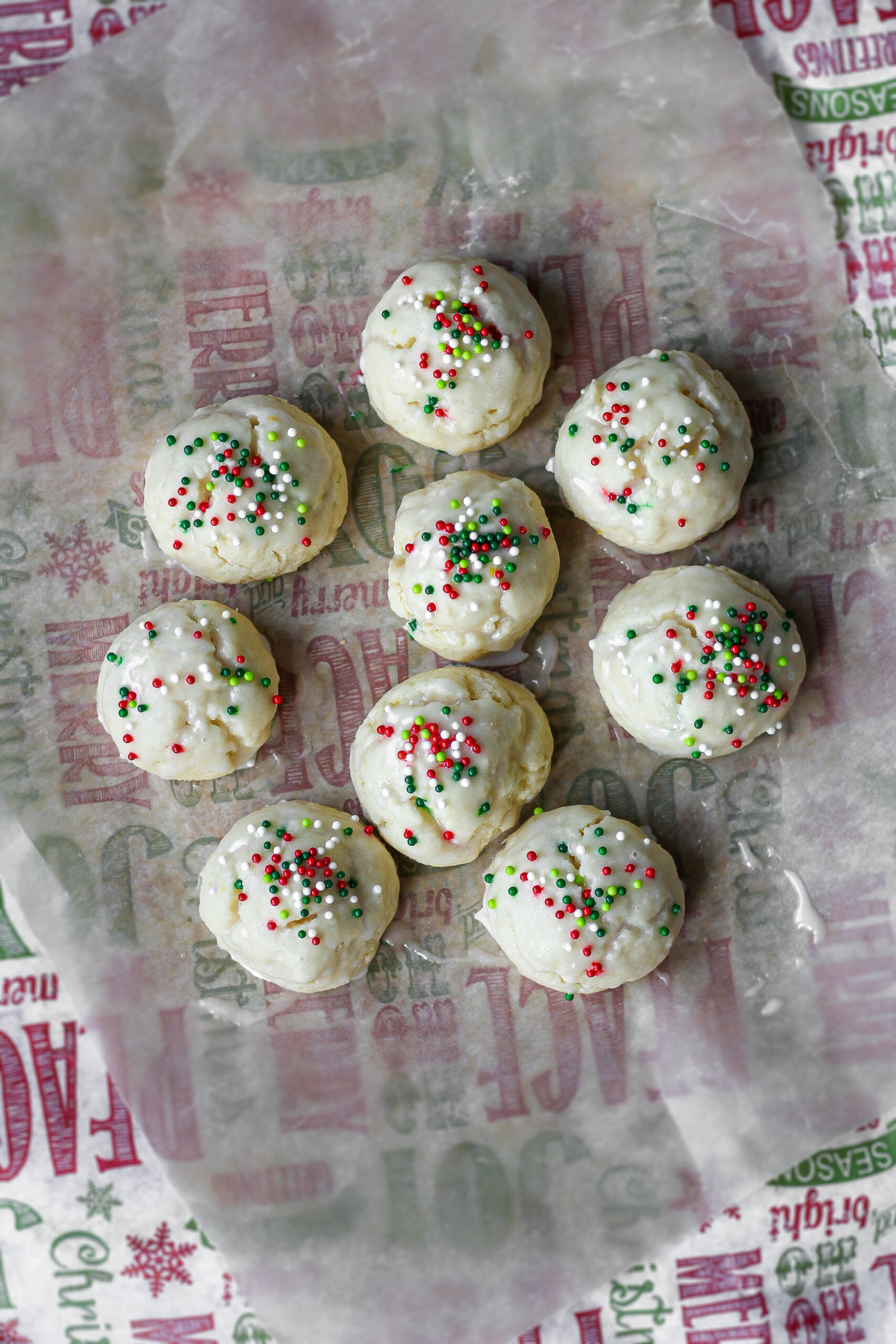 Over shot of the ricotta christmas cookies
