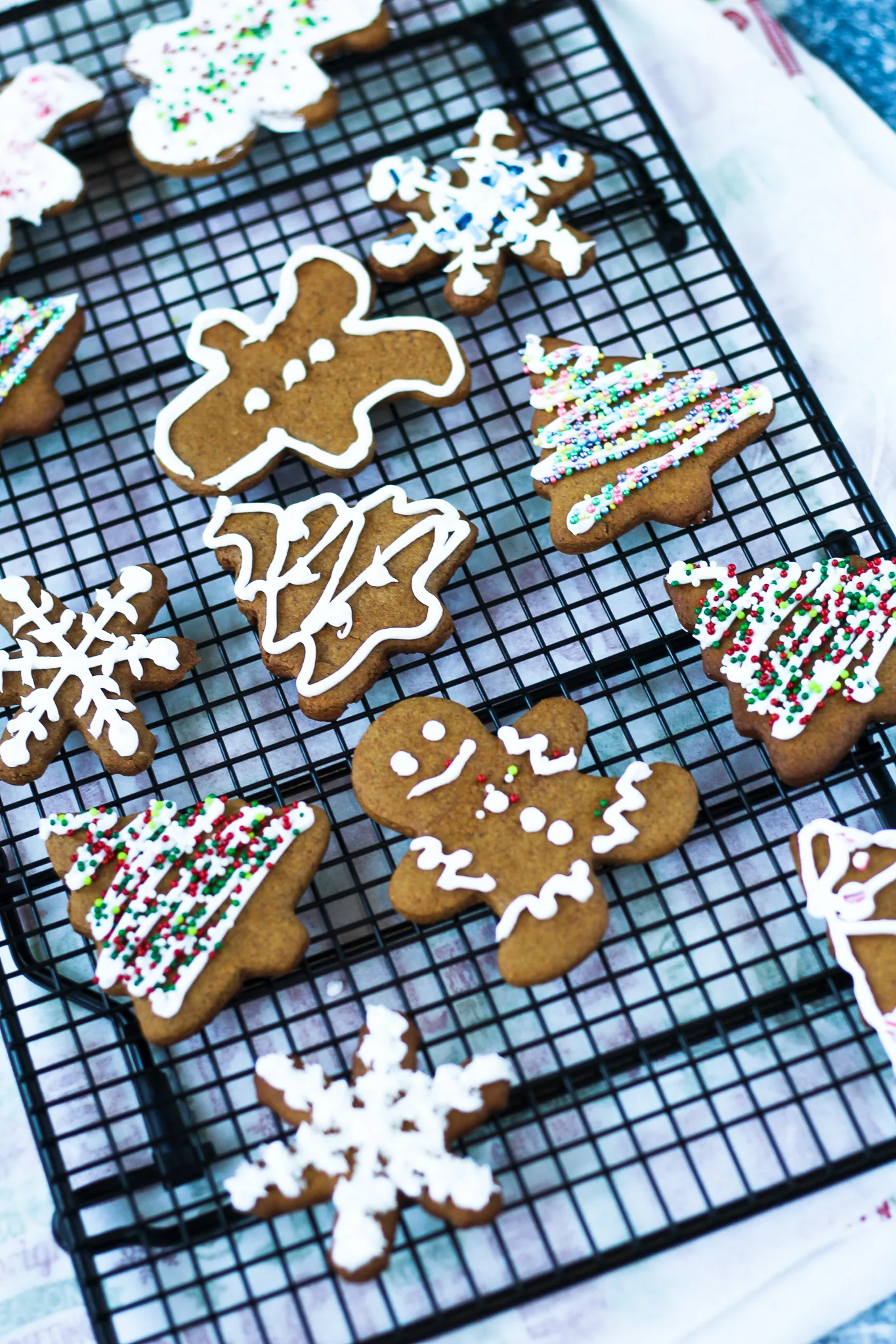 Finished cookies with icing and sprinkles