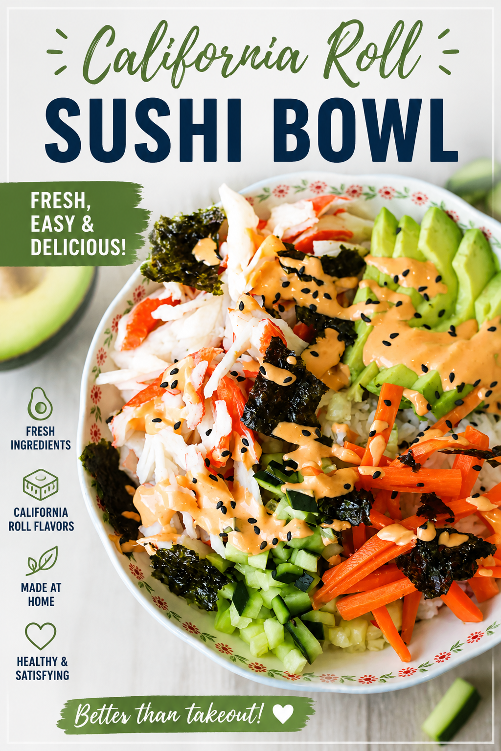 california roll sushi bowl