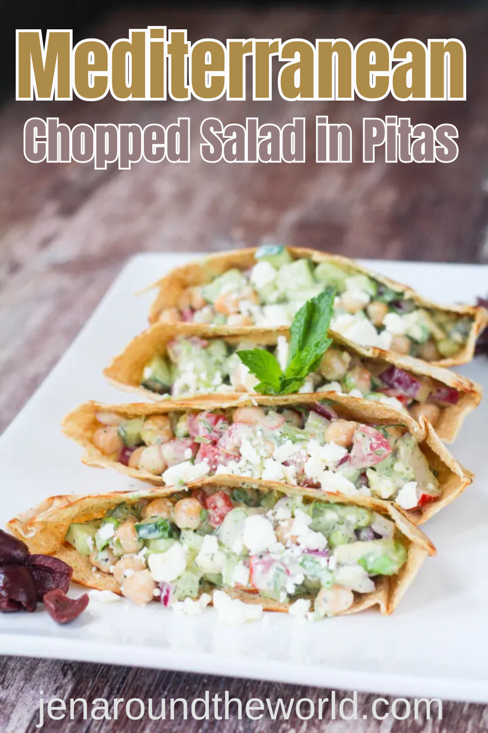 mediterranean chopped salad in pitas