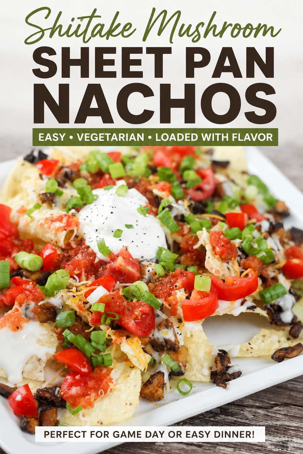 shitake mushroom sheet pan nachos