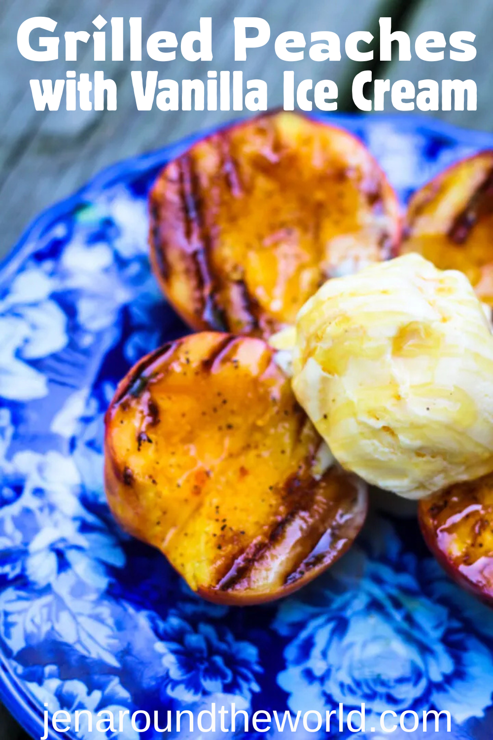 grilled peaches with vanilla ice cream