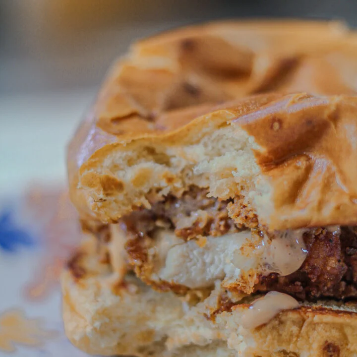 up close shot of raising canes chicken sandwich