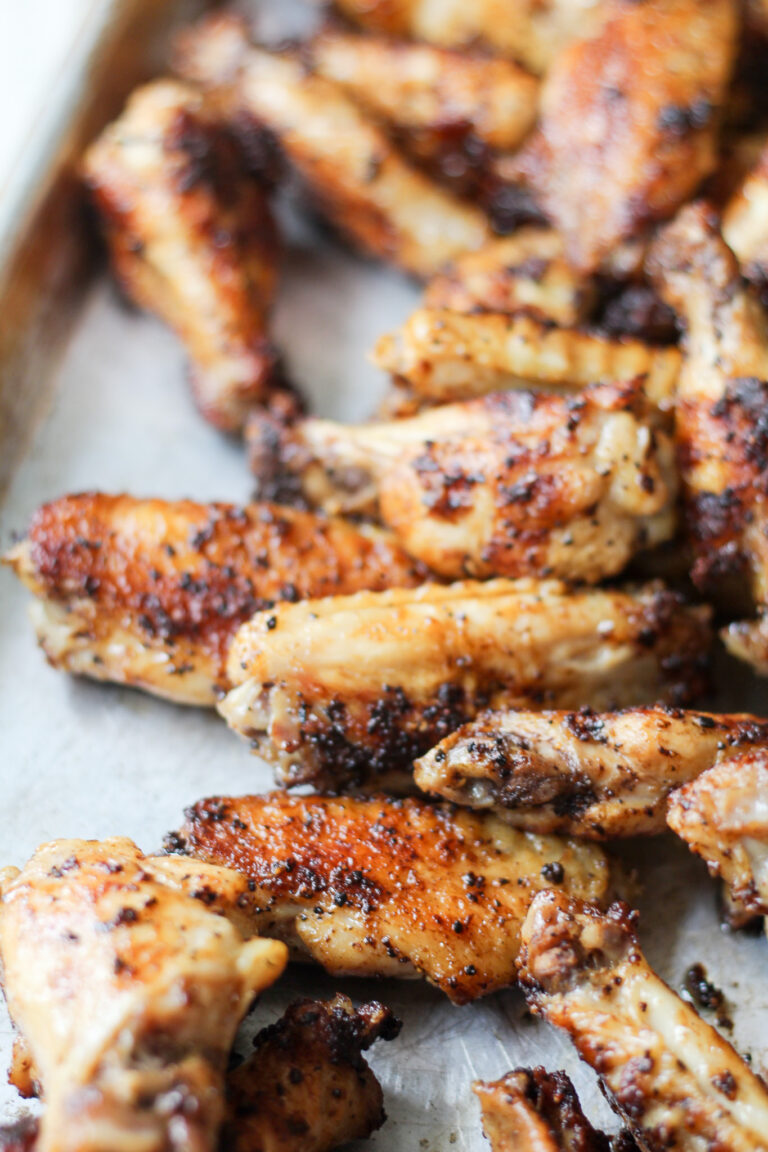 up close shot of blackstone griddle chicken wings