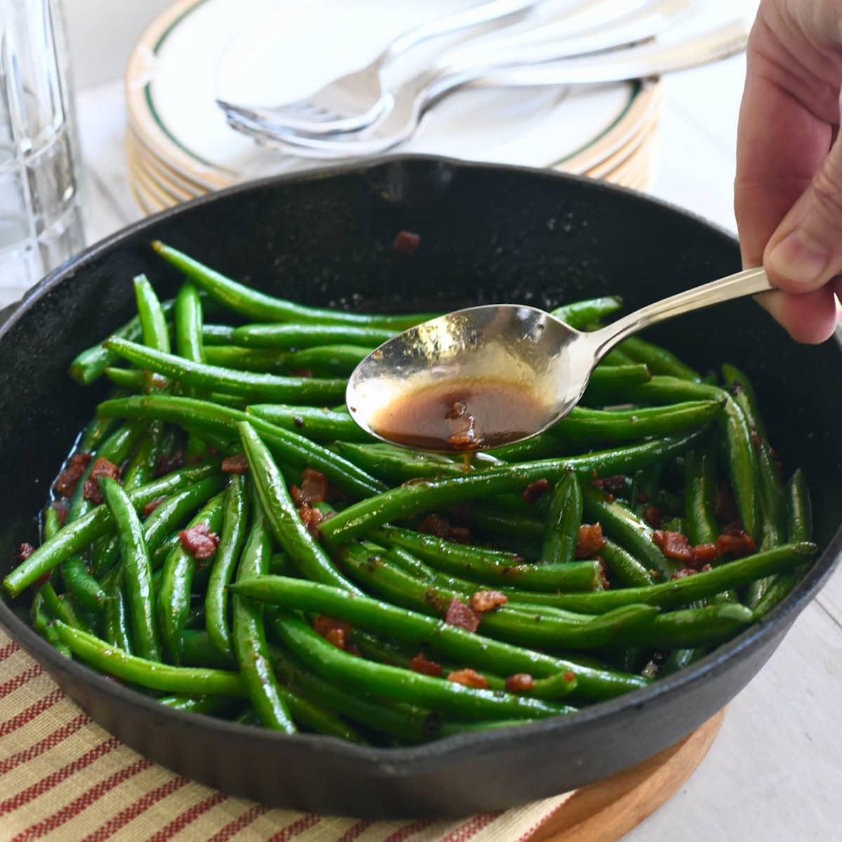 Image for Skillet Green Beans with Bacon and Brown Sugar