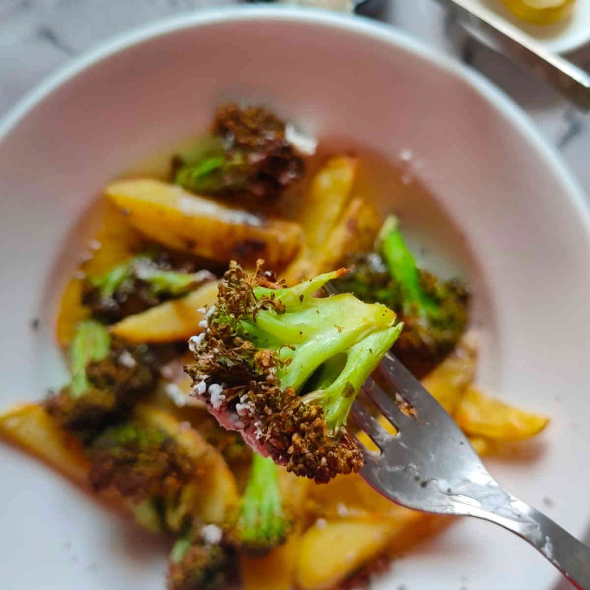 Image for Air Fryer Broccoli Potatoes Recipe (Best Vegan GF)