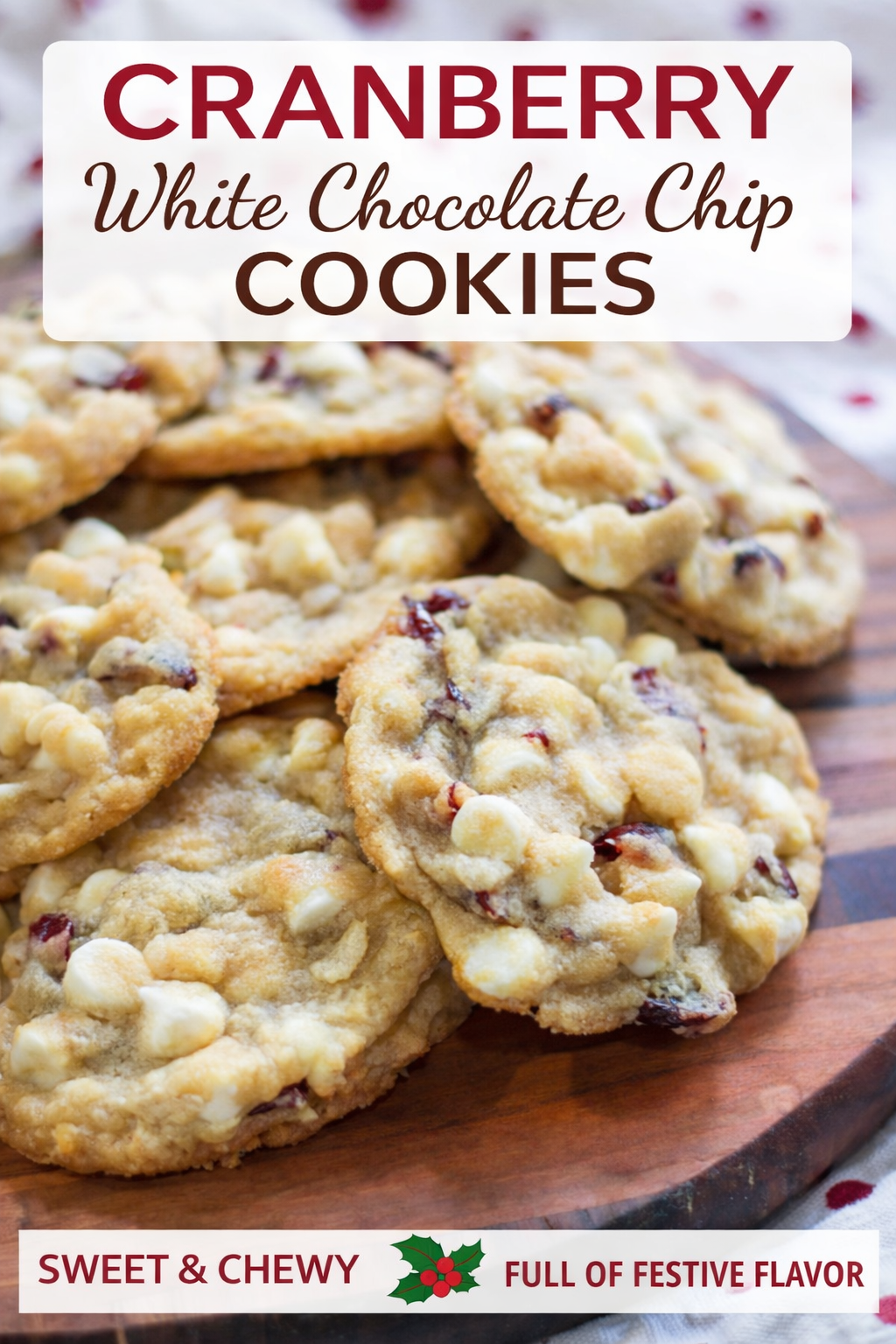 cranberry white chocolate chip cookies pin image
