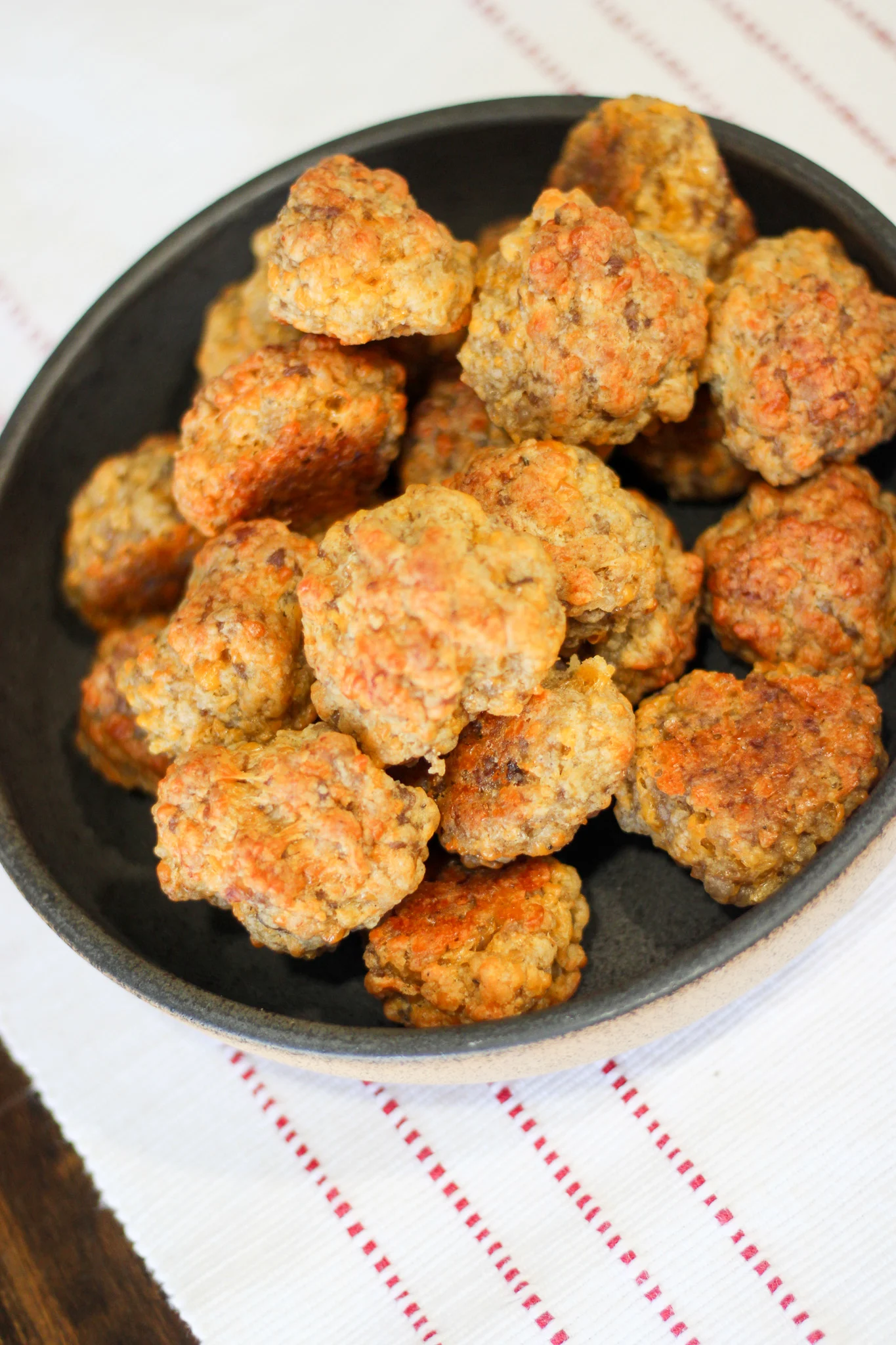 pioneer woman sausage balls overhead shot
